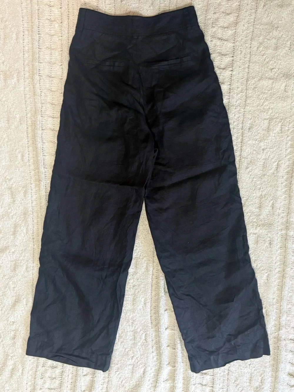 Everlane The Linen Way-High Drape Pant Black 100% European Flax Linen Size 0